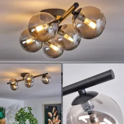 Plafonnier Chehalis Fumé, 5 lumières