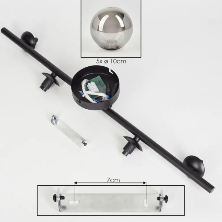 Plafonnier Chehalis Fumé, 5 lumières