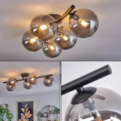Plafonnier Chehalis Fumé, 5 lumières