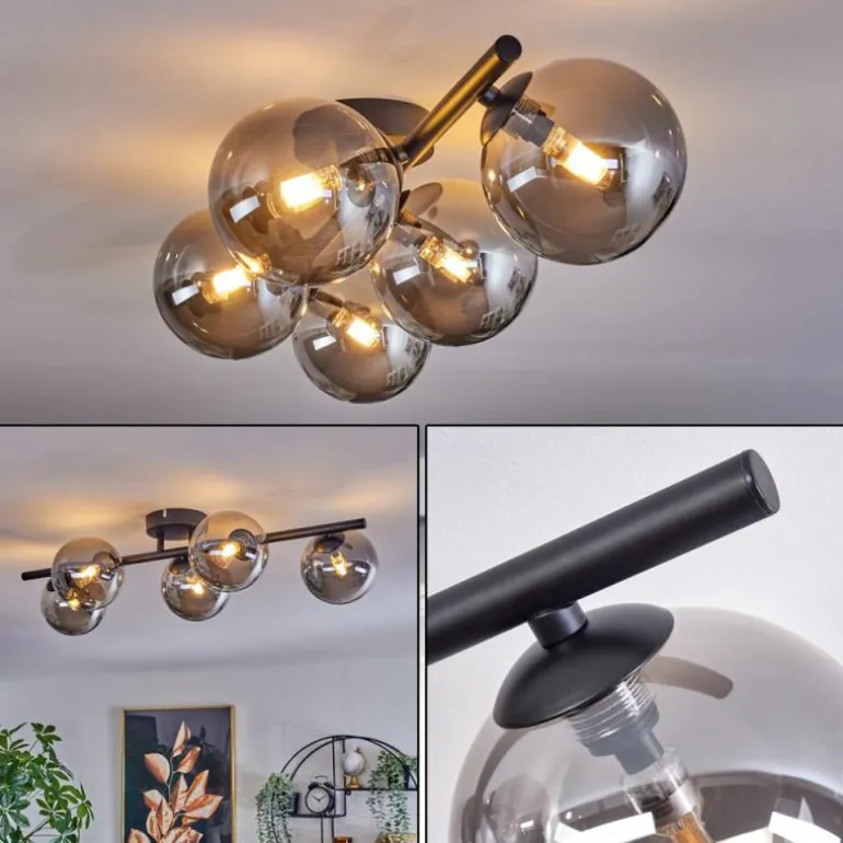 Plafonnier Chehalis Fumé, 5 lumières