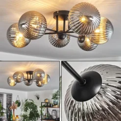 Plafonnier Chehalis Fumé, 6 lumières