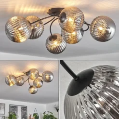 Plafonnier Chehalis Fumé, 6 lumières