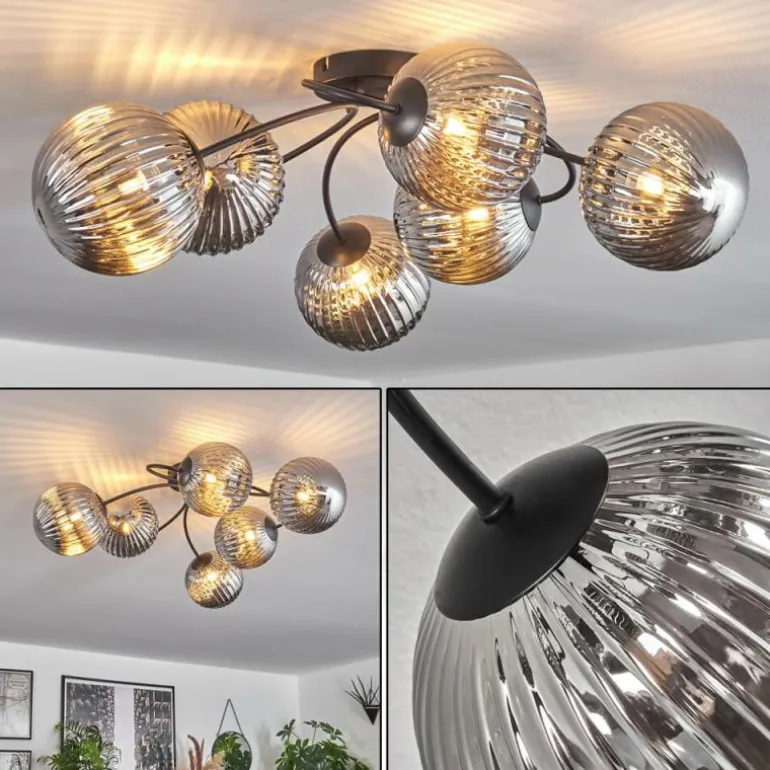 Plafonnier Chehalis Fumé, 6 lumières