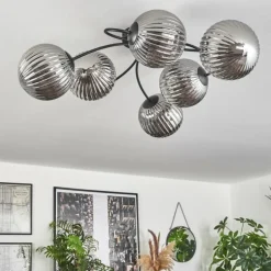 Plafonnier Chehalis Fumé, 6 lumières