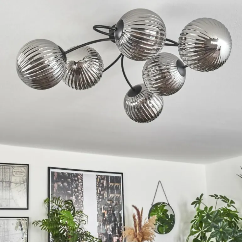 Plafonnier Chehalis Fumé, 6 lumières