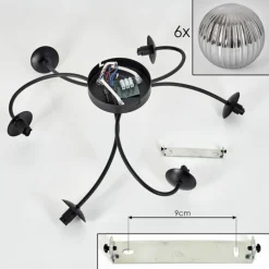 Plafonnier Chehalis Fumé, 6 lumières