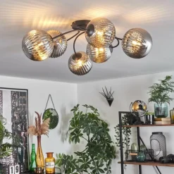 Plafonnier Chehalis Fumé, 6 lumières