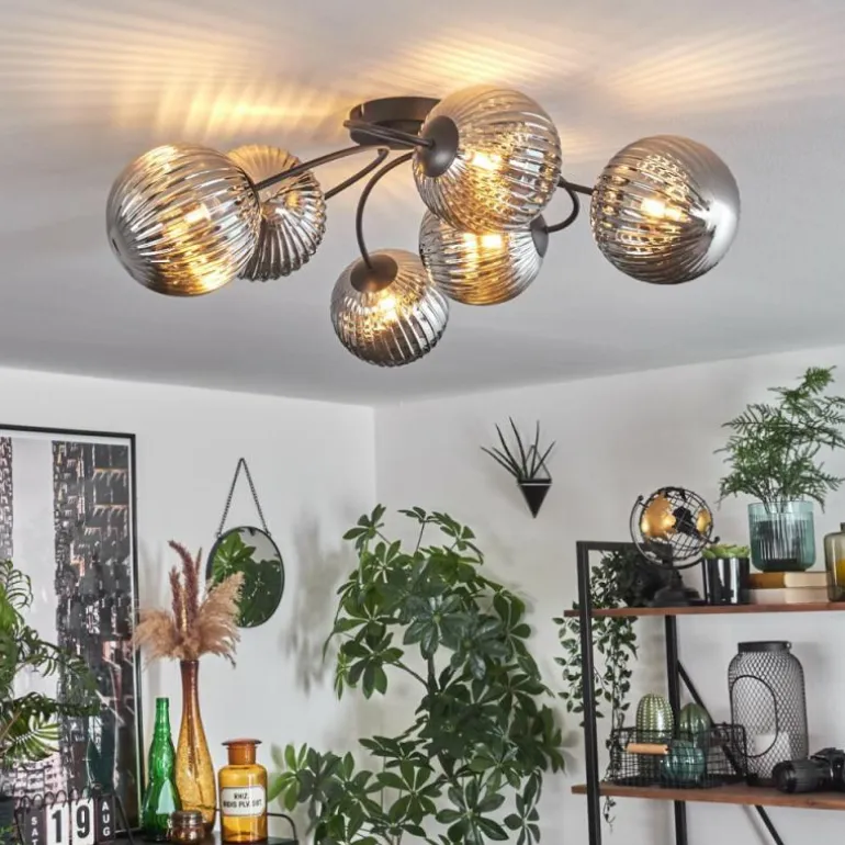 Plafonnier Chehalis Fumé, 6 lumières