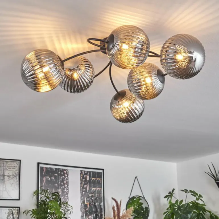 Plafonnier Chehalis Fumé, 6 lumières