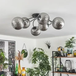 Plafonnier Chehalis Fumé, 6 lumières