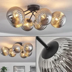 Plafonnier Chehalis Fumé, 6 lumières