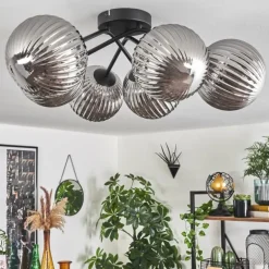 Plafonnier Chehalis Fumé, 6 lumières