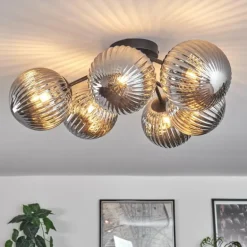 Plafonnier Chehalis Fumé, 6 lumières