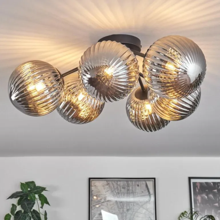 Plafonnier Chehalis Fumé, 6 lumières