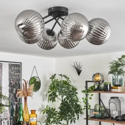 Plafonnier Chehalis Fumé, 6 lumières