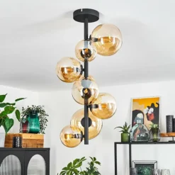 Plafonnier Chehalis Noir, 8 lumières