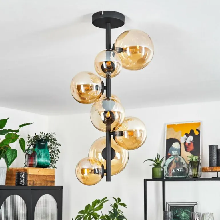 Plafonnier Chehalis Noir, 8 lumières