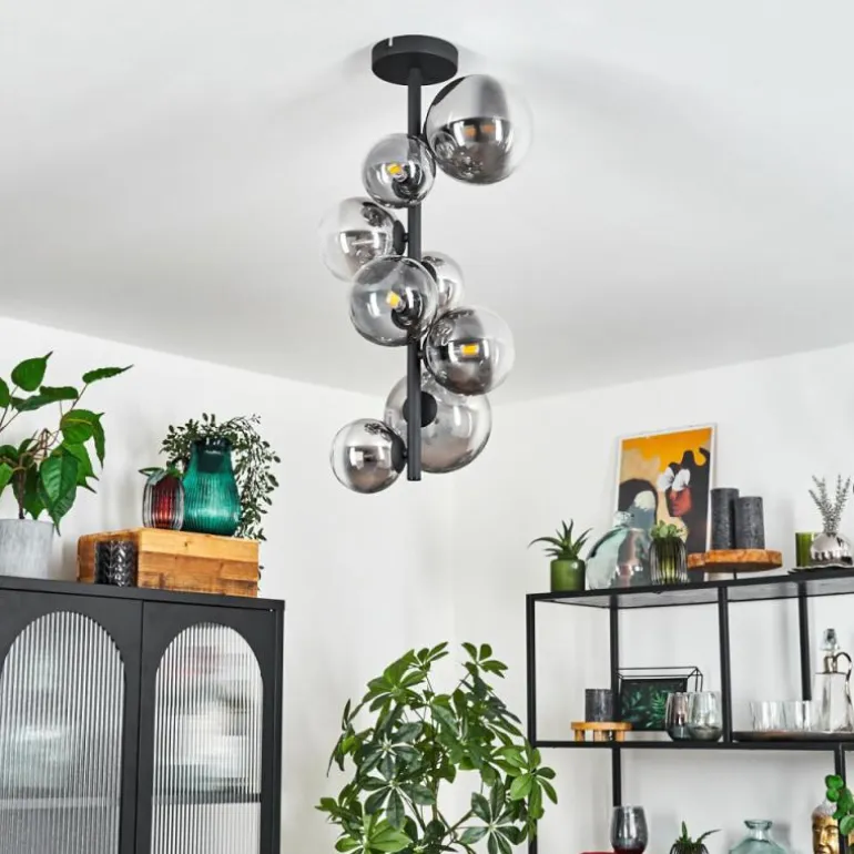 Plafonnier Chehalis Noir, 8 lumières