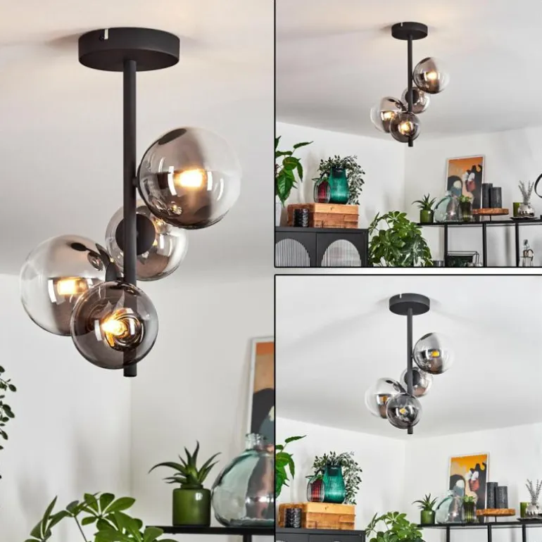 Plafonnier Chehalis Noir, 4 lumières