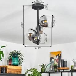 Plafonnier Chehalis Noir, 4 lumières