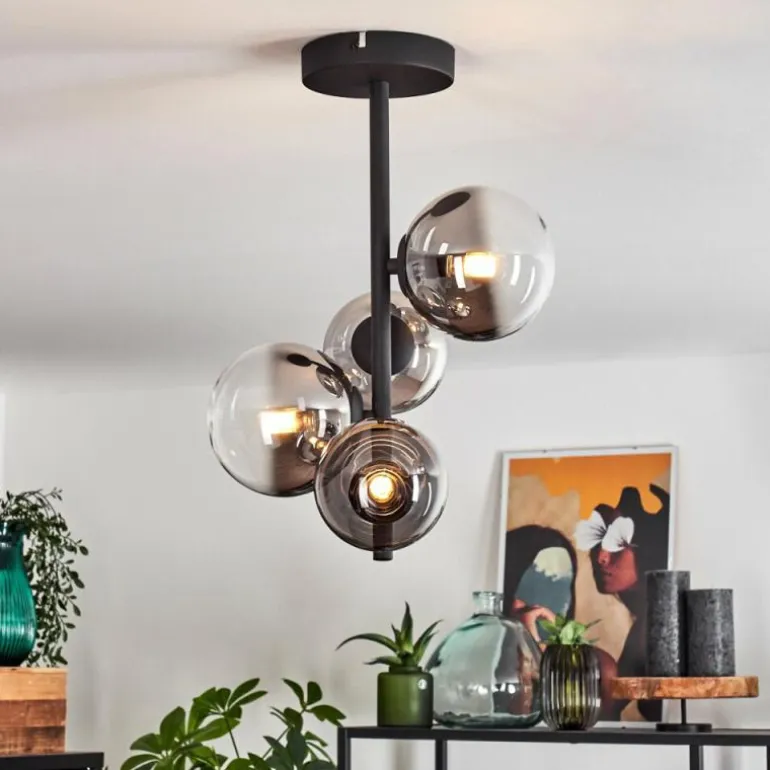 Plafonnier Chehalis Noir, 4 lumières