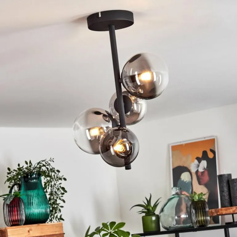 Plafonnier Chehalis Noir, 4 lumières