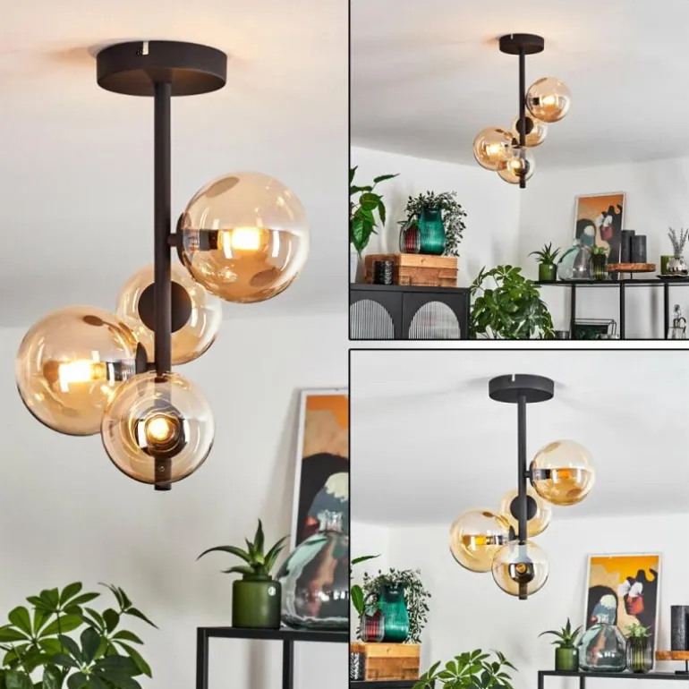 Plafonnier Chehalis Noir, 4 lumières