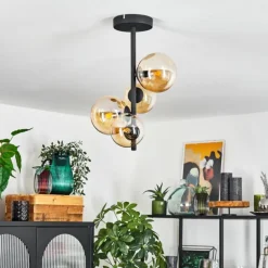 Plafonnier Chehalis Noir, 4 lumières