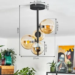 Plafonnier Chehalis Noir, 4 lumières