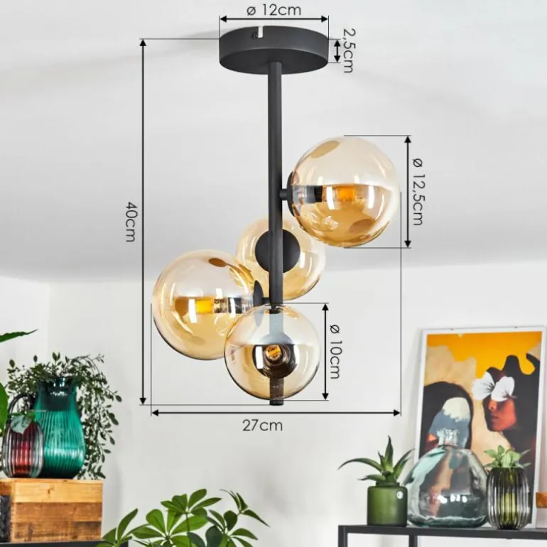 Plafonnier Chehalis Noir, 4 lumières