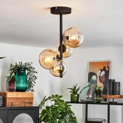 Plafonnier Chehalis Noir, 4 lumières