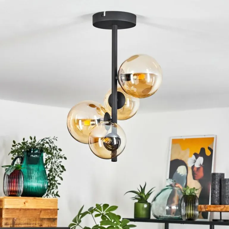 Plafonnier Chehalis Noir, 4 lumières