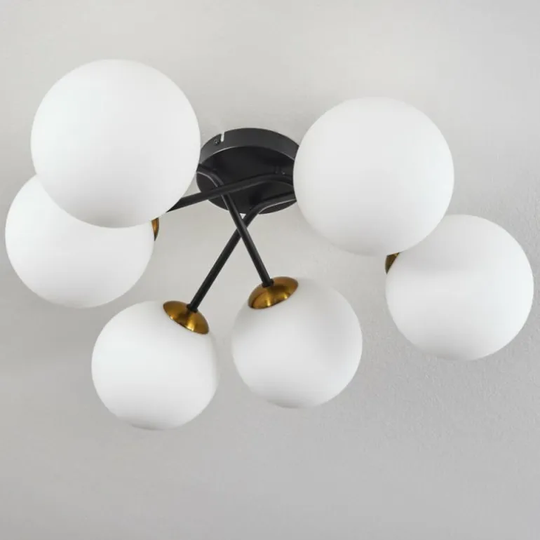 Plafonnier Chehalis Or, Noir, 6 lumières