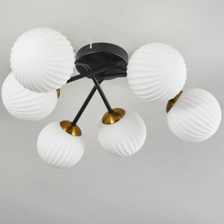 Plafonnier Chehalis Or, Noir, 6 lumières