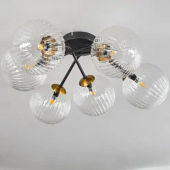 Plafonnier Chehalis Or, Noir, 6 lumières