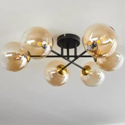 Plafonnier Chehalis Or, Noir, 6 lumières