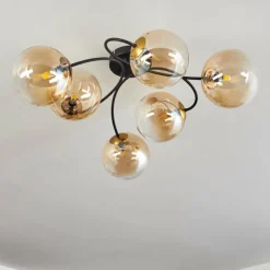 Plafonnier Chehalis Or, Noir, 6 lumières