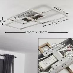 Plafonnier Cheka LED Aluminium, 3 lumières, Télécommandes