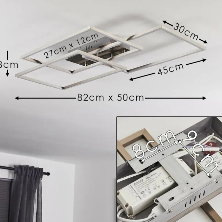 Plafonnier Cheka LED Aluminium, 3 lumières, Télécommandes
