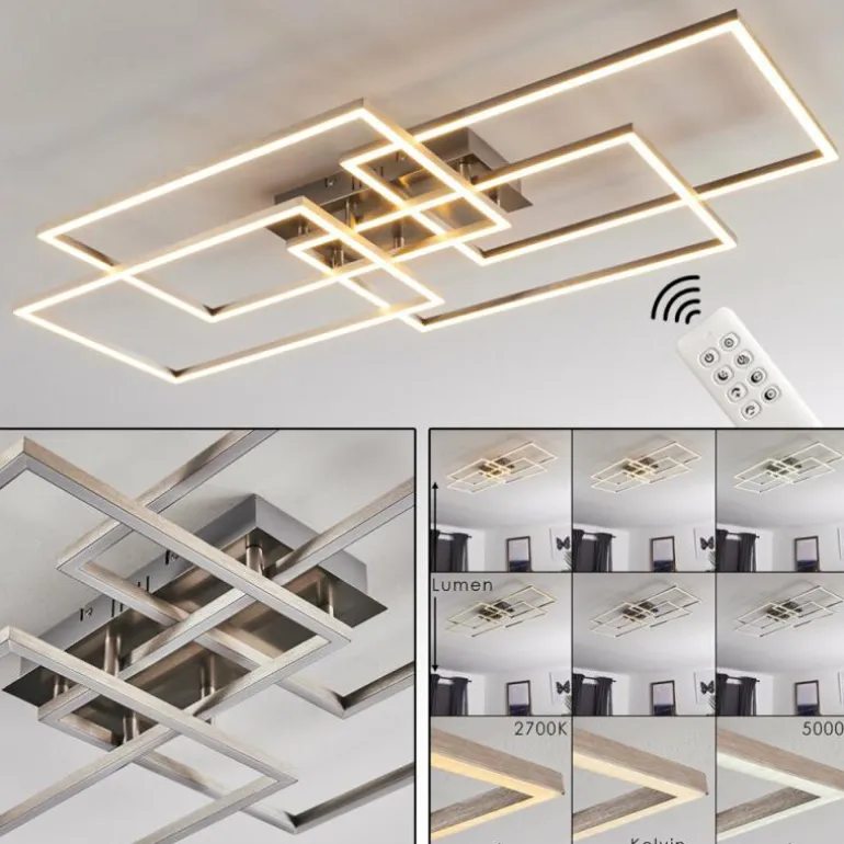 Plafonnier Cheka LED Aluminium, 4 lumières, Télécommandes