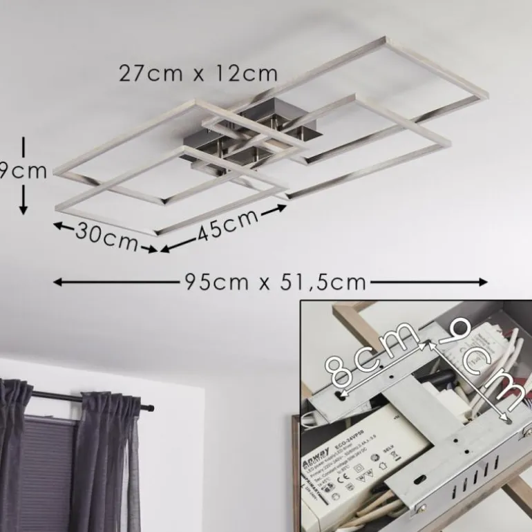 Plafonnier Cheka LED Aluminium, 4 lumières, Télécommandes