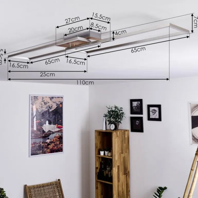 Plafonnier Cheka LED Brun, Nickel mat, 2 lumières, Télécommandes