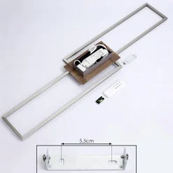 Plafonnier Cheka LED Brun, Nickel mat, 2 lumières, Télécommandes