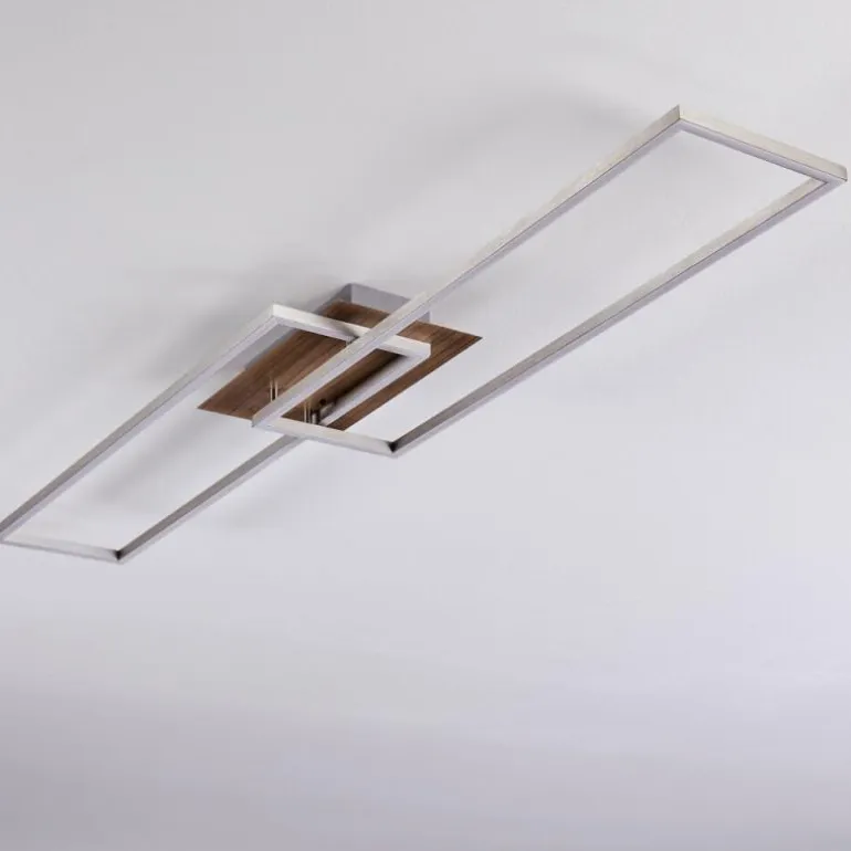 Plafonnier Cheka LED Brun, Nickel mat, 2 lumières, Télécommandes