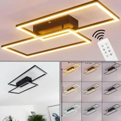 Plafonnier Cheka LED Noir, 2 lumières, Télécommandes