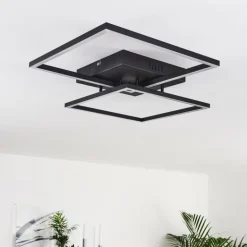 Plafonnier Cheka LED Noir, 2 lumières, Télécommandes