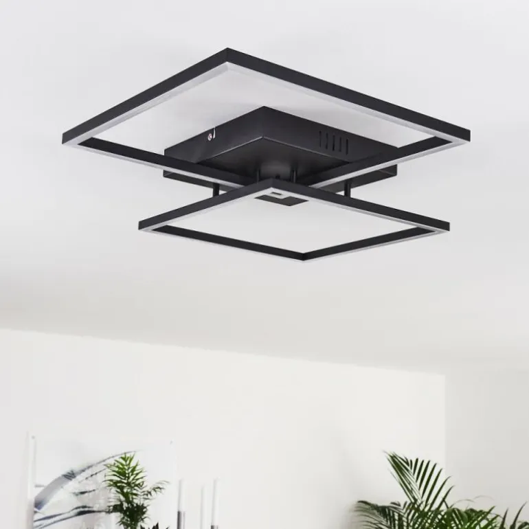Plafonnier Cheka LED Noir, 2 lumières, Télécommandes