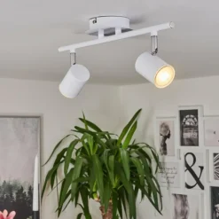 Plafonnier Chennai LED Chrome, Blanc, 2 lumières