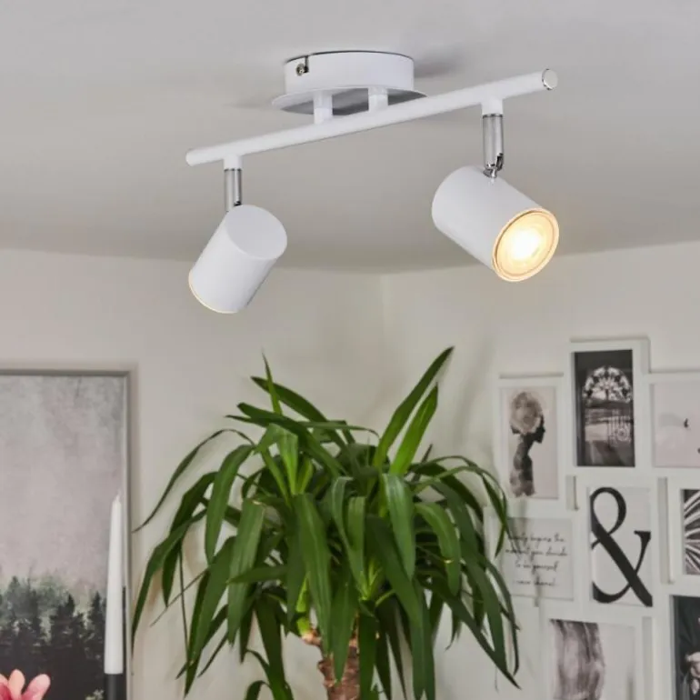 Plafonnier Chennai LED Chrome, Blanc, 2 lumières