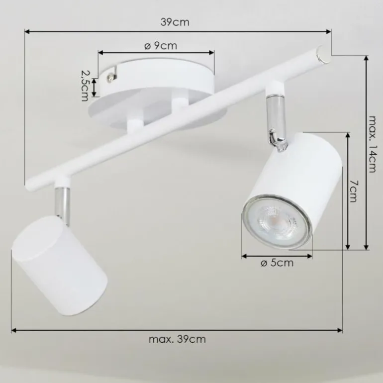 Plafonnier Chennai LED Chrome, Blanc, 2 lumières